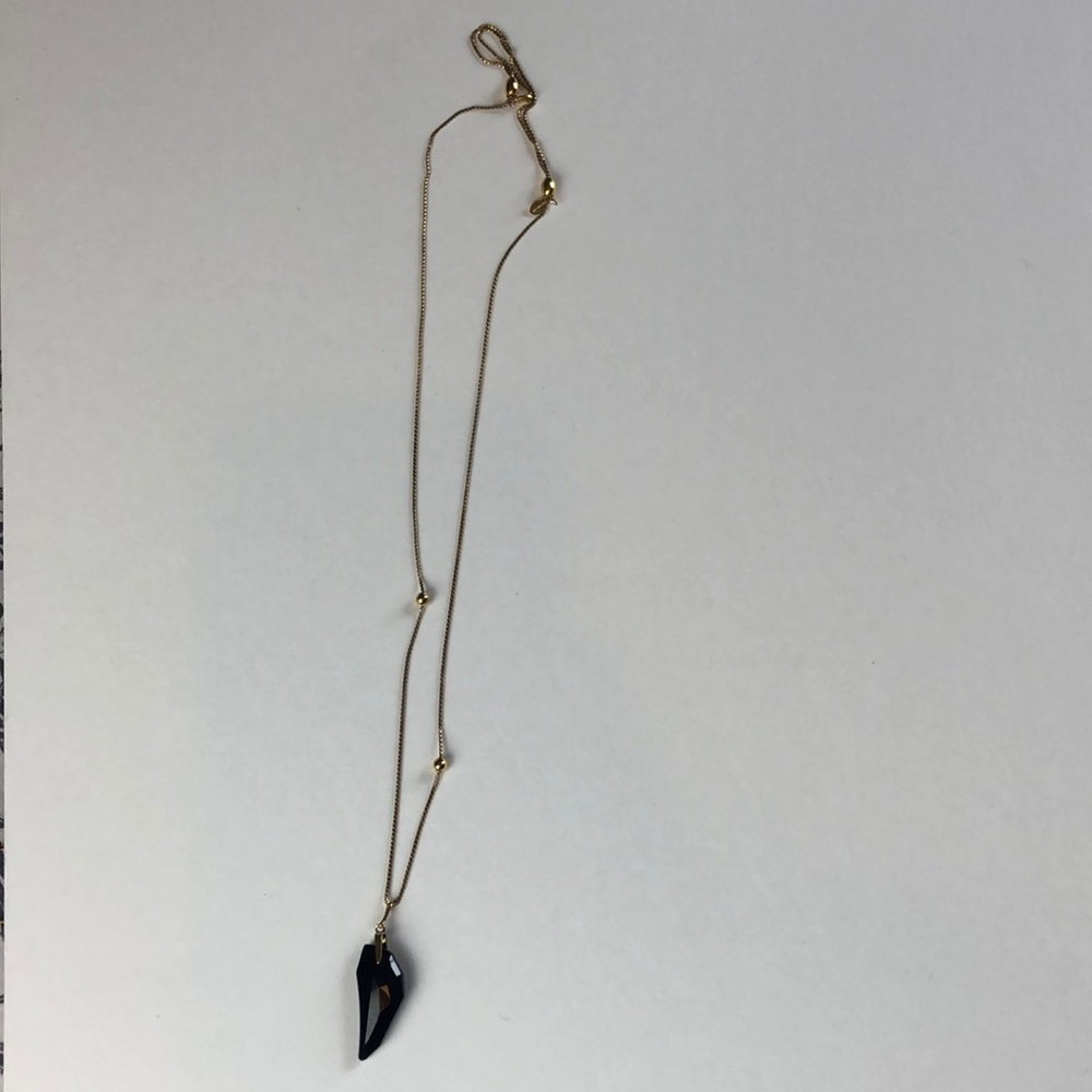 Gold Alex and Ani Chain W Black Pendant